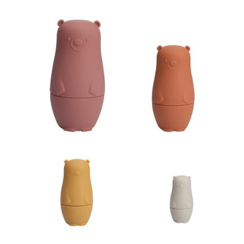 4 Stück Silikon Matroschka Bärenfiguren Matrjoschka Russische Silikon Tier Nesting Doll Klassisch Stapel Puppe frühe Bildung Kinderspielzeug Für Partys Festivals Wohnzimmer Schlafzimmerdekorationen