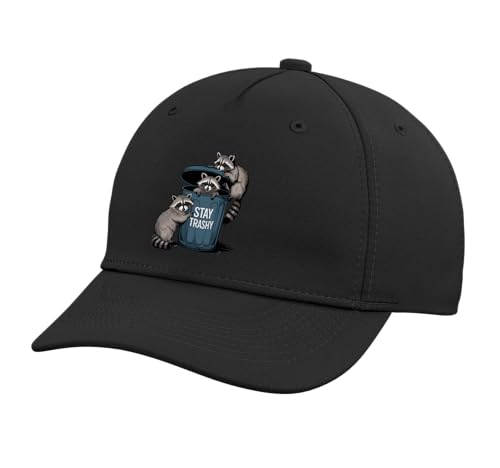 Stay Trashy Raccoons - Funny Saying Team Trash Panda Adjustable Printed Baseball Hat, Black