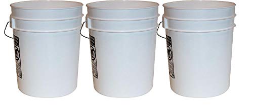 5 Gallon Plastic Buckets, Natural Color | 3 Pack | HDPE Plastic | Super Heavy Duty 90 Ml