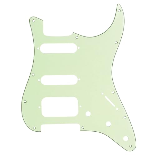 Musiclily Pro 11 Agujeros Round Corner HSS Guitar Strat Pickguard Golpeador para Estados Unidos/Mexicana Stratocaster Pastillas Abierta, 3 capas Mint Green