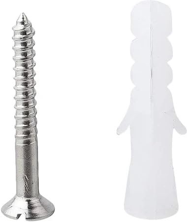 ZUBSHA Nylon Wall Rawl Plugs/Gitti (1.5 inch 38mm) and Steel Screw Star Type (1.25 inch 8 mm) (Screw 100 pcs +Wall Plug 100 pcs)-image-26