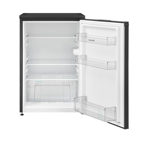 SHARP SJ-UD135T2B-EU Kühlschrank / 135L Nutzinhalt/kleiner Kühlschrank mit stufenloser Temperaturregelung/LED Innenbeleuchtung/Schwarz