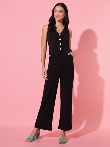 Image of Trend Arrest.ed Women's V-Neck Waistcoat | Button-Down Sleeveless Top | Premium Stretchable Lycra Formal & Casual Layer