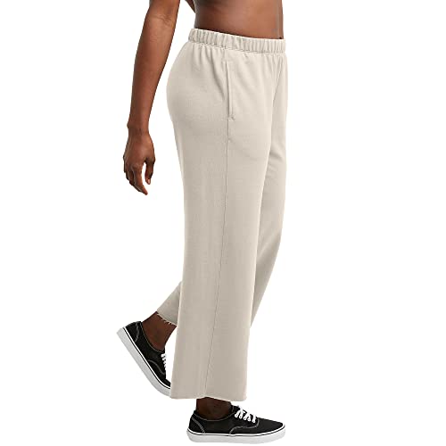 Hanes Womens Originals Wide Leg Crop Pants, Retro Lightweight French Terry 25" Sweatpants, Natural, Large US - image 3