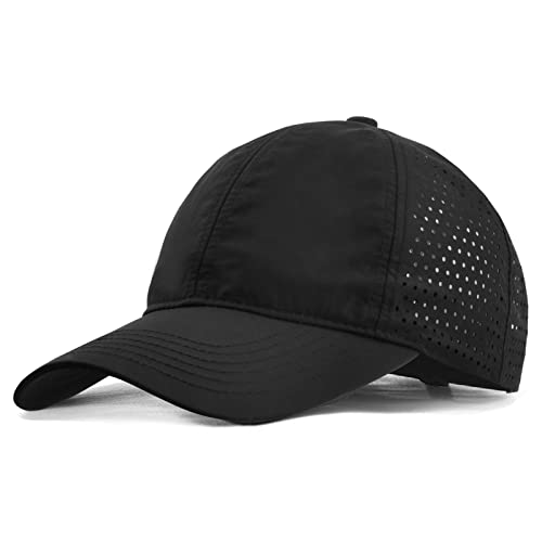 Gorra de Béisbol de Malla Deportiva, Gorra de Rápido Secado Transpirable, Gorra Hombre de Camionero, Sombrero de Visera Verano Unisex, Ajustable Casual Cap para Exteriores Mujer (Negro, M)