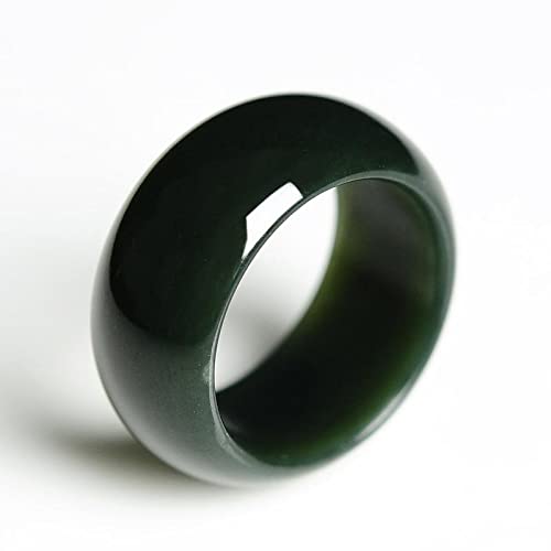 Yellcn Natürlicher schwarzer Jade Ring for Männer Frauen Original Xinjiang Hand Carved Jade Jades Stein Ringe Modeschmuck Zubehör Amulettgeschenke (Gem Color : Diameter 17-18mm) Cover