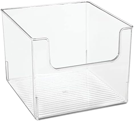 mDesign Canasta organizadora de plástico moderno con parte delantera abierta para organización de cocina, decoración organizadora de estantes,