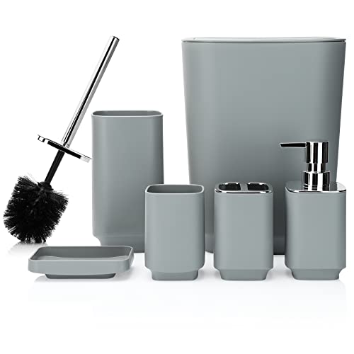 JOTOM 6-teiliges luxuriöses Kunststoff-Badezimmer-Zubehör-Set mit...