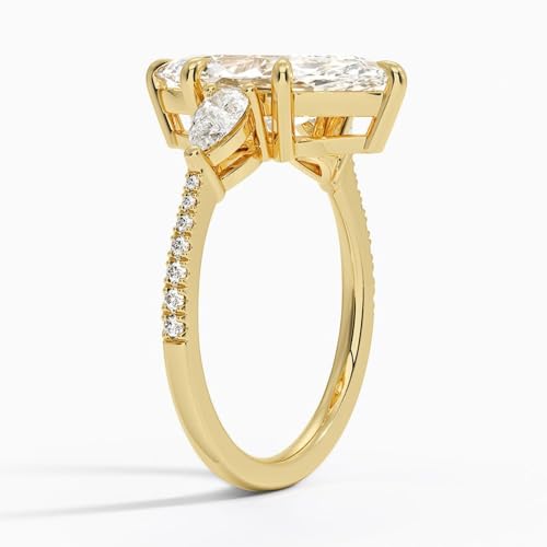 1 Ct-5 Ct Moissanite Engagement Ring Colorless VVS1 10K 14K 18K Solid Gold & 925 Sterling Silver Petite Adorned 3 Stone Anniversary Wedding Bridal Ring Gift for Women3