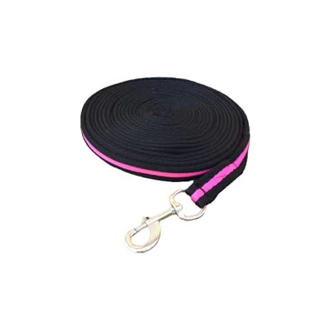 Cwell Equine Soft Cushion Horse Lunge Line Large Dog Training Lead 8 meter PINK/BLACK Cover
