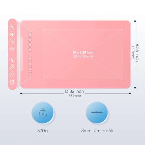 Image of Drawing Tablet-XPPen Deco 01 V3 10x6.25 Inch Graphics Tablet Digital Drawing Tablet for Chromebook with 16384 Levels Pressure Battery-Free Stylus and 8 Shortcut Keys (Pink)