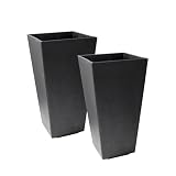 Tierra Verde 2 Pack Indoor Outdoor 20β Self Watering Planter, Sonata, Black