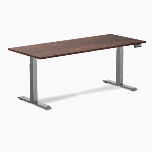 Image of Desky Dual Softwood Sit Stand Desk American Rustic Pine 48 inch White