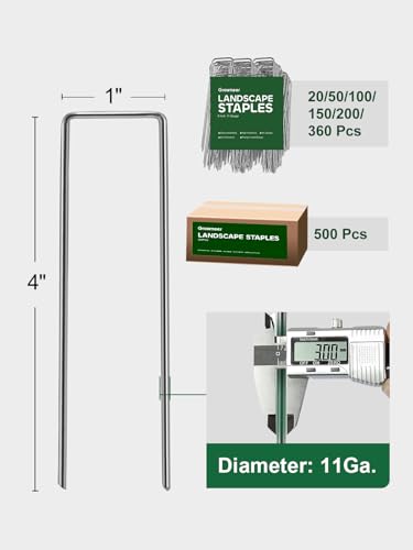 GROWNEER 4 Inch 50 Pack Landscape Staples Heavy Duty 11 Gauge Galvanized Steel Garden Stakes Staples Securing Pegs for Securing Weed Fabric Landscape Fabric Netting Ground Sheets and Fleece - Thumbnail 2