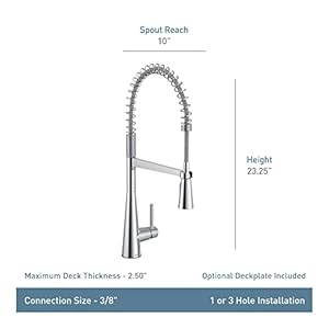 Moen sleek matte black one handle high arc pulldown kitchen faucet modern spring kitchen sink faucet with power boost pull down sprayer head for faster clean 5925bl  urban country home decor