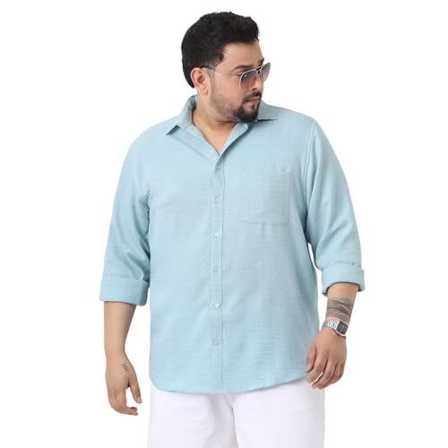 Image of Urbano Plus Men's Linen Blend Full Sleeve Relaxed Fit Casual Solid Shirt