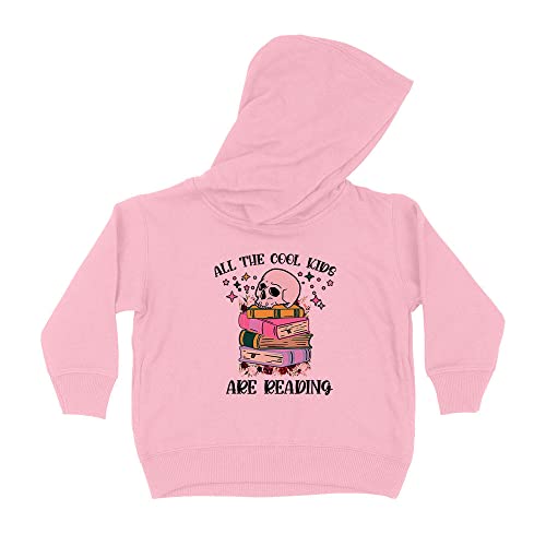 All The Cool Kids are Reading Kids Hoodie Sweatshirt Toddler 4T Light Pink