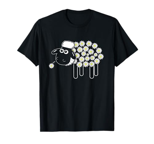 Mouton Laine Sombre avec Marguerites Style Ferme T-Shirt