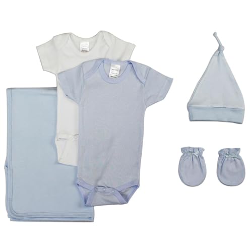 Bambini NC-0945 Boys 5 Piece Layette Baby Clothes Set White & Blue - Newborn