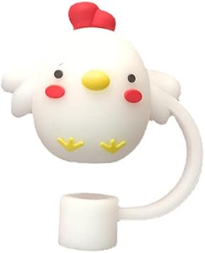 Straw Topper Dustproof Fruit-shaped Cup Accessories Plugs Splash Proof Straw Decoration Cartoon Dust Cap White Chick Kitchen AccessoriesZS029, 1