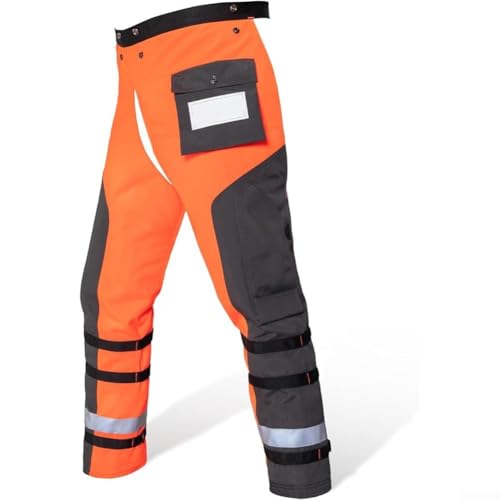 Pantalon de protection à 9 couches pour tronçonneuse, avec ceinture réglable et boutons-pression offrant une sécurité fiable pour les professionnels de l'exploitation forestière et les tâches de coupe