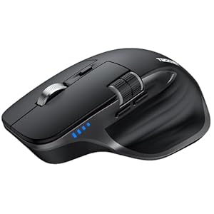 TECKNET Bluetooth kabellose Maus(BT 5.0/5.0+2, 4G), Seitliches Mausrad, Superschnelles Scrollen, Wiederaufladbare Ergonomische, Maus Silent Mouse 4800 DPI, 7 Tasten, für Mac OS, Windows, Schwarz