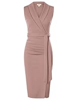 GRACE KARIN Damen Elegante Cocktail Kleider Hochzeitskleid Reverskragen Elegant Bodycon Businesskleider Weihnachtskleid 38 Rosa