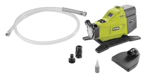 RYOBI - Pompe de transfert Sans Fil 18V ONE+ R18TP-0 – Débit 1500L/h, Aspiration Jusqu’à 14m, Compacte et Polyvalente, 1 tuyau ø12 mm de 2m – Batterie Non...
