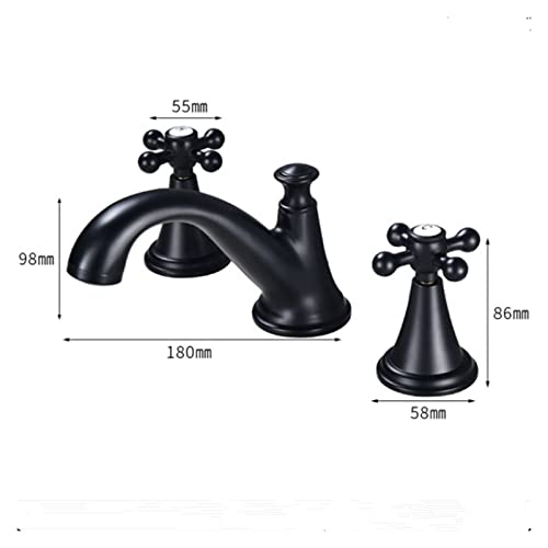 Robinet montage sur pont noir mitigeur salle de bain trois trous eau chaude et froide vasque