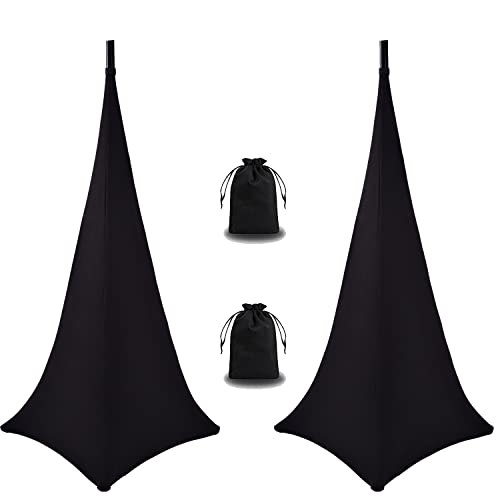 Lot de 2 housses de support de haut-parleur pour trépied de DJ - Couverture à 360 degrés - Noir