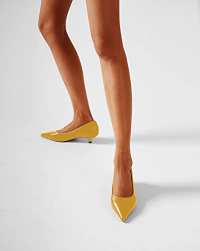 FOGEENA Womens Dating Matte Leather Comfortable Slip On Pointed Toe Casual Kitten Low Heel Pumps Dressy Shoes 1.5 Inch3