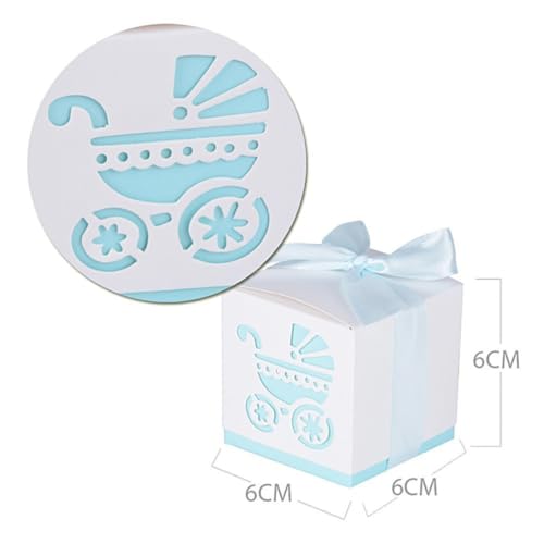 Boîtes à dragées en papier bleu faciles à assembler pour fête de naissance