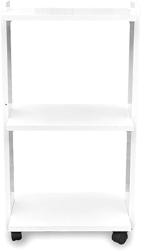 Rollwagen mit drehbaren Rädern, 80 x 44 x 28,5 cm, aus weißem Holz, mit 3 Ablagen, ideal für Kosmetiker, Schönheitssalons, Friseure, Mehrzweckschrank, hergestellt in Italien
