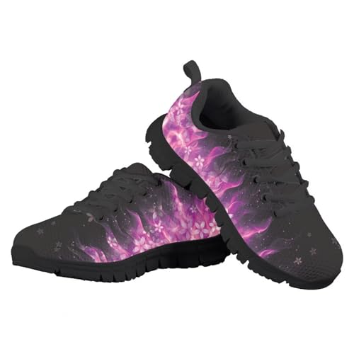 Girls Black Sneakers Kids Fashion Breathable Running Shoes Lightweight Lace-up Mesh Sneaker for Little Girls4