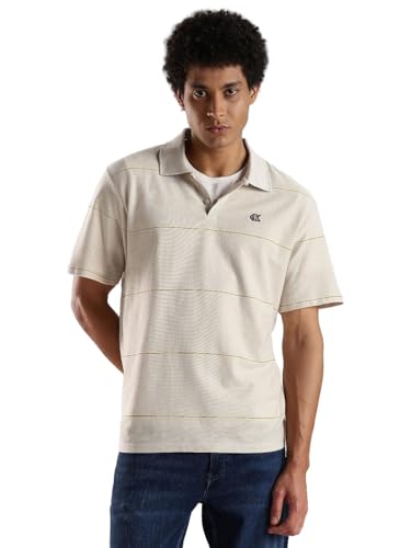 Image of Striped Relaxed Fit Cotton Polo T-Shirt