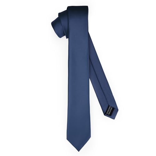 Ladeheid Corbata clásica para hombre, mate, perfecta para la oficina y celebraciones, colores variados   Ideal para reuniones de negocios, bodas TMM 5 (150cm x 5cm, Azul Marino)