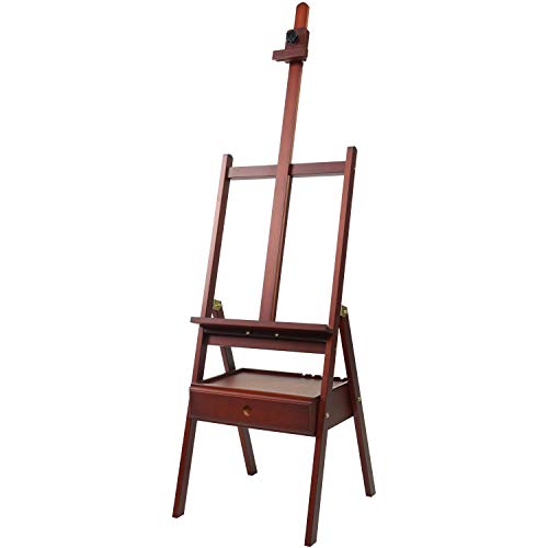 MEEDEN Walnut Studio H-Frame Easel with Art Supply Storage Drawer - Adjustable (60 ~75 ) Wood Easel Stand for Artists, Adults and Students, Holds Canvas Art up to 35