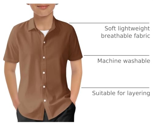 Image of Haloumoning Boys Short Sleeve Dress Shirts Button Down Formal Uniform Shirt