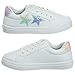 KENSIE GIRL Sneakers Lace Up Non Slip - Fashion Casual Low Top Shoes - White Stars (Size 11 Little Kid)