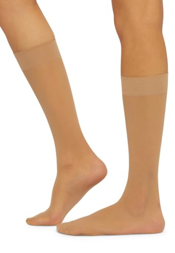 Image of Wolford Individual 10 Denier Knee-Highs Transparent For Women Sheer With Exceptional Smooth Soft Stretchable Comfort Band.