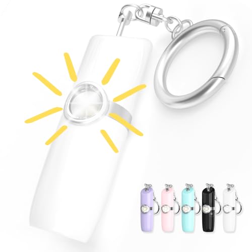 Securityman Personal Alarms for Women | Loudest Safety Alarm Keychain (130dB Siren and SOS Strobe Light) Everyday Personal Safety Devices for Women - White