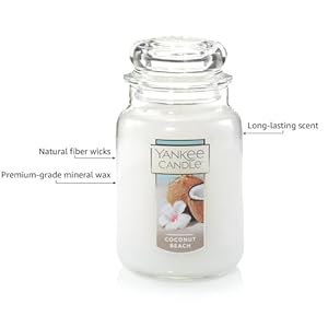 Yankee Candle Coconut Beach Scented, Classic 22oz Large Jar Single Wick Candle, Over 110 Hours of Burn Time, Ideal for Gift-Giving, Special Occasions Yankee Candle Coconut Beach Scented Classic 22oz Large Jar Single Wick Candle Over 110 Hours of Burn Time Ideal for Gift Giving Special Occasions