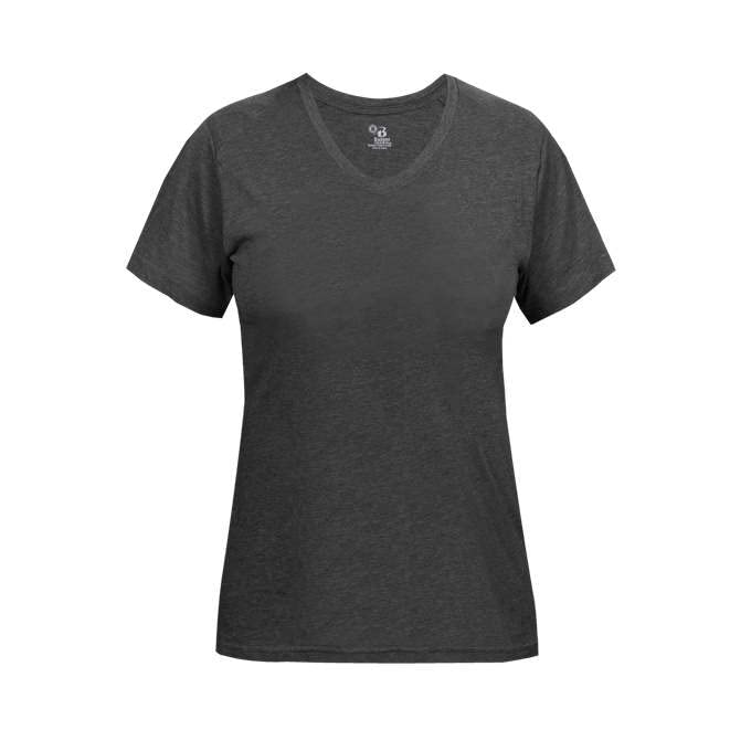Badger Sports Tri-Blend Ladies' V-Neck Tee Black Heather Large