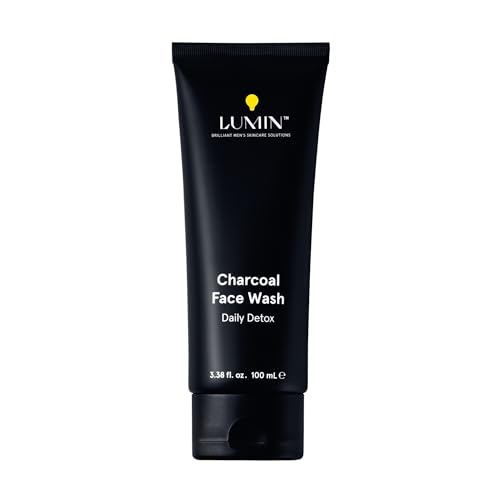 Lumin Charcoal Face Wash for Men – Daily Detox Cleanser, Hydrating Face Wash, Gently Removes Dirt & Oil, Unclogs Pores, Exfoliates, Refreshing Skincare for All Skin Types, 3.4oz