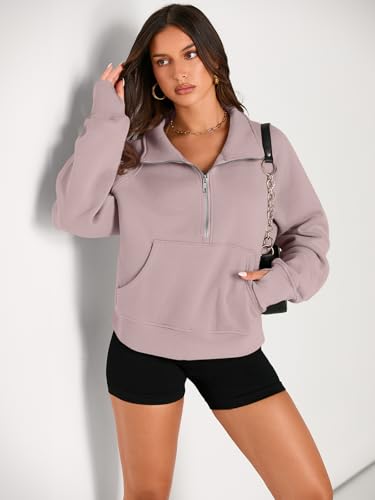 Image of AUTOMET Womens Sweatshirts Half Zip Cropped Pullover Fleece Quarter Zipper Hoodies 2026 Fall Fashion Outfits Clothes