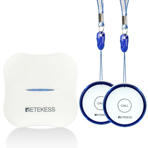 Retekess TH011-TH013 Botón de Emergencia Inteligente WiFi, Sistema de Alarma para Personas Mayores, 2 Botones de Llamada, para Personas Mayores, Pacientes