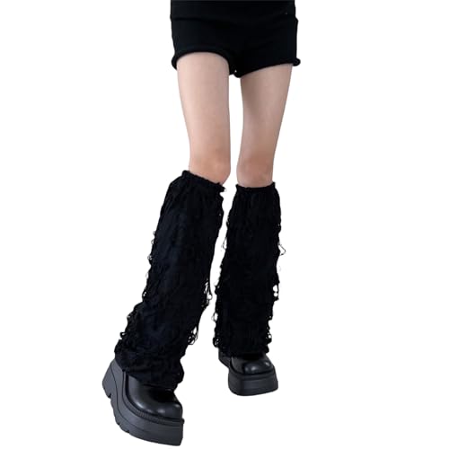HeiBai Xiong Goth Leg Warmers for Women Punk Rave Japanese Grunge Emo Alt Gothic