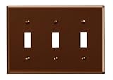 Leviton 3-Gang Toggle Device Switch Wallplate, Standard Size, Thermoset, Device Mount, 85011, Brown