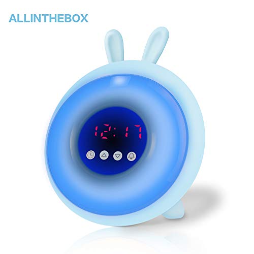 Allinthebox Wake Up Light Sunrise Alarm Clock Digital Cartoon Student Bedroom Bedside LED