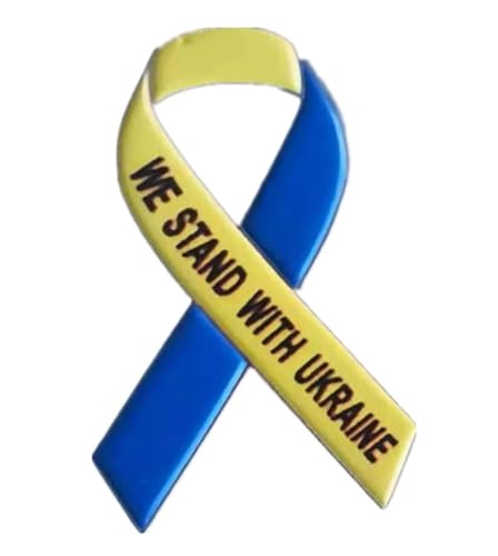 Estamos de pie con Ucrania Orar por Ucrania Metal Ribbon Pin Badge Support Peace No War